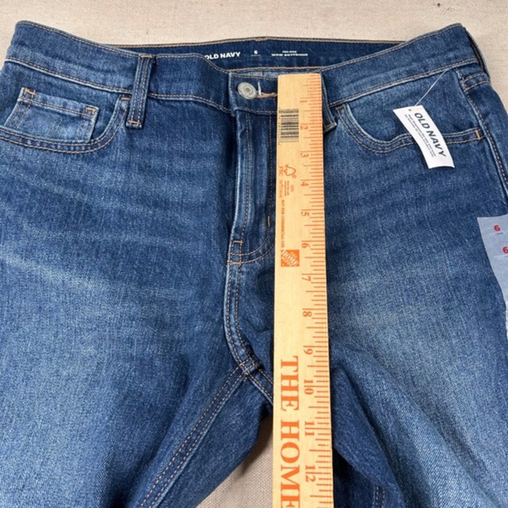 Old Navy Jeans Womens 6L Long Mid-Rise Wow Boyfriend Dark Denim Faded‎ - Picture 9 of 10